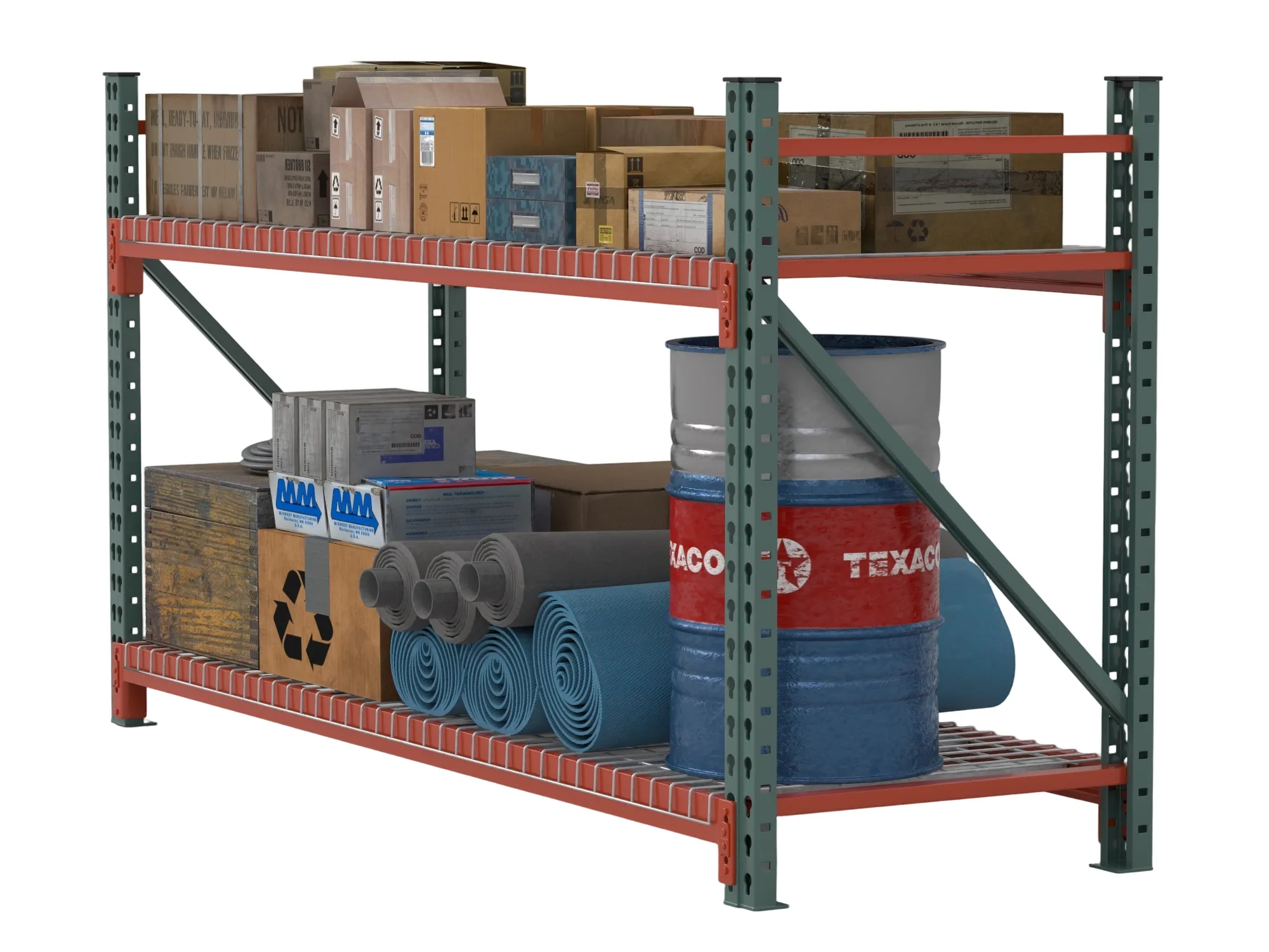 Warehouse Storage Rack With Cargo 3D model