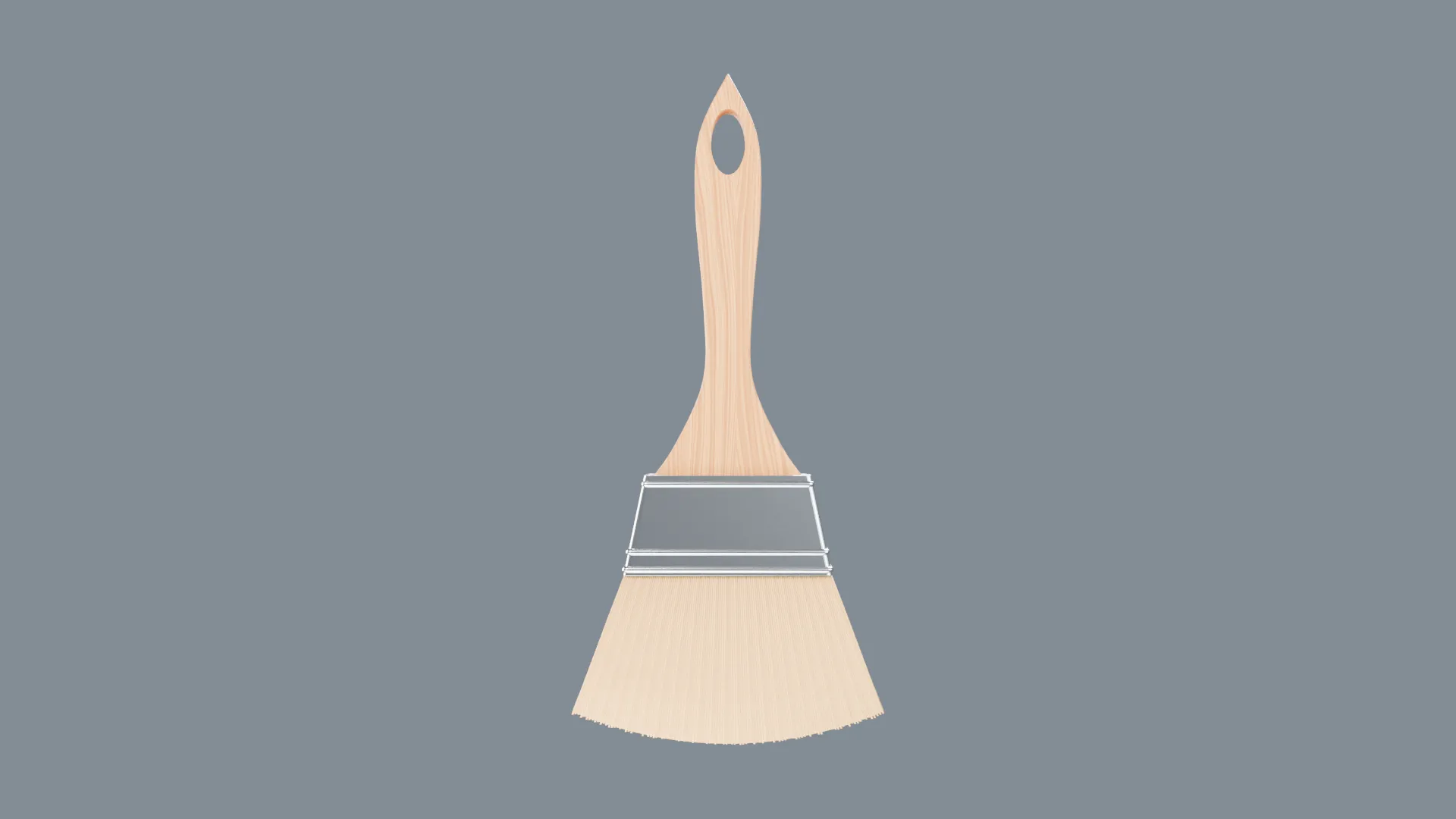 Wide Clean Paintbrush with Cream Handle Low-poly 3D model