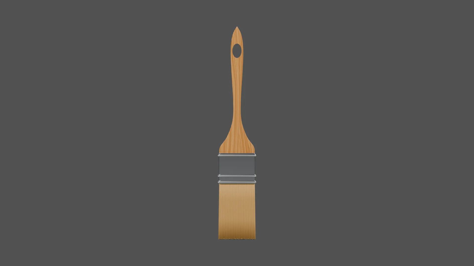 Narrow Clean Paintbrush with Wooden Handle Low-poly 3D model