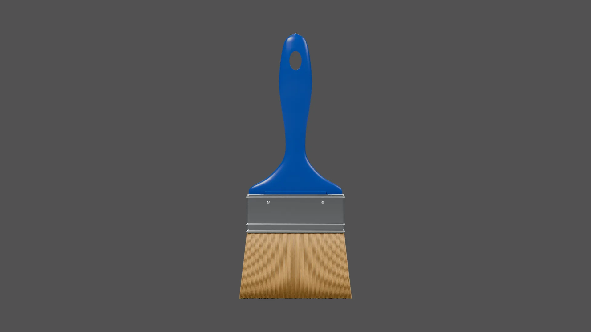 Wide Clean Paintbrush with Blue Handle Low-poly 3D model