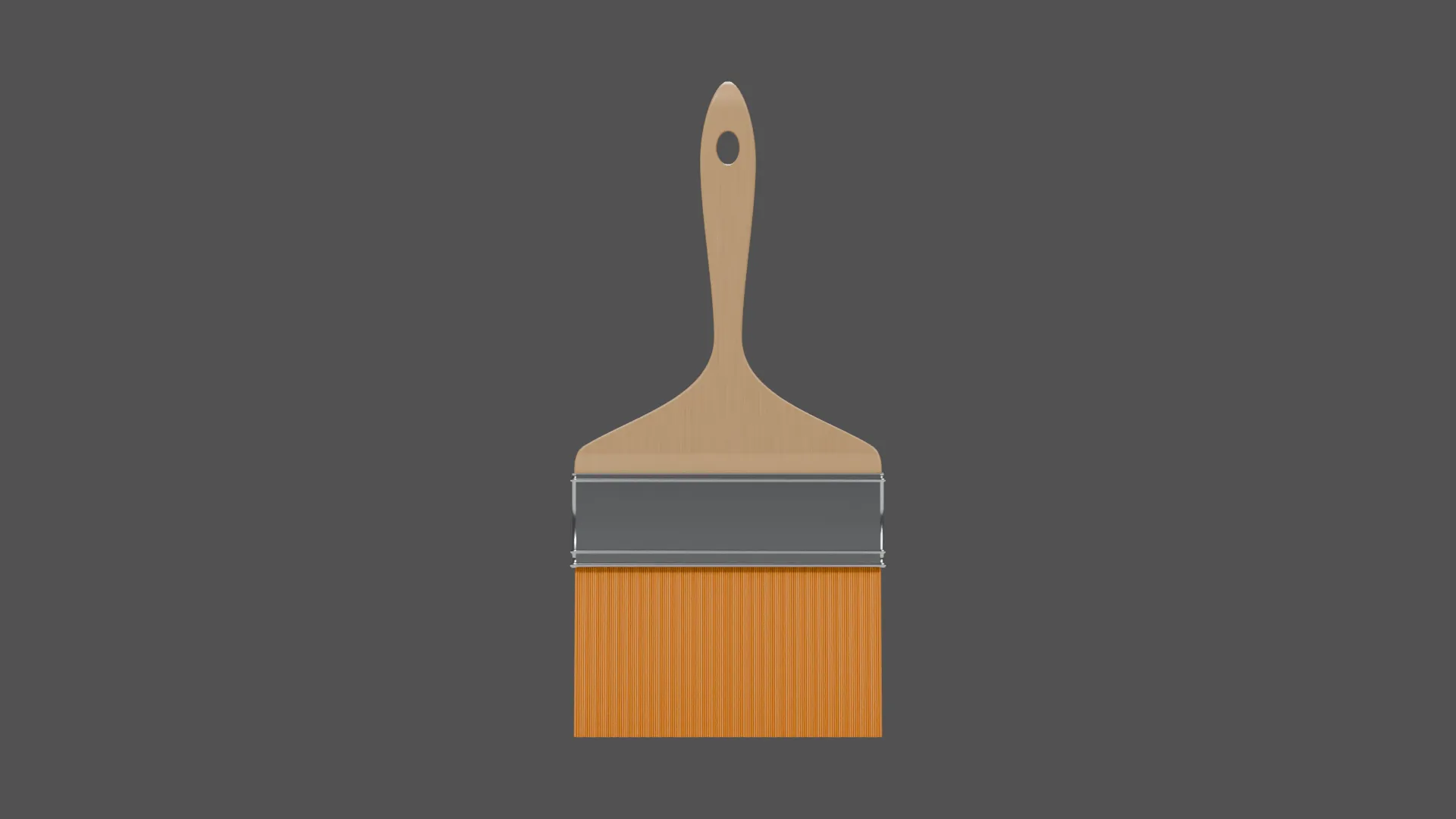 Clean Paintbrush with Wooden Handle and Silver Ferrule Low-poly 3D model