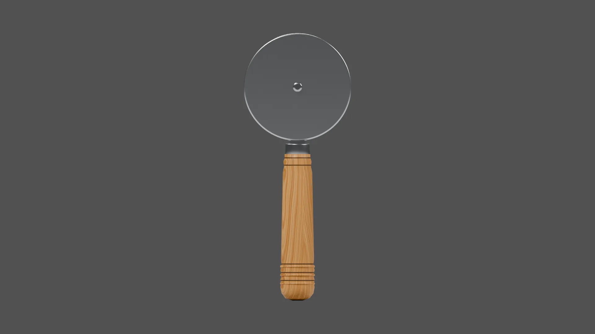 Pizza Cutter with Ribbed Wooden Handle Low-poly 3D model