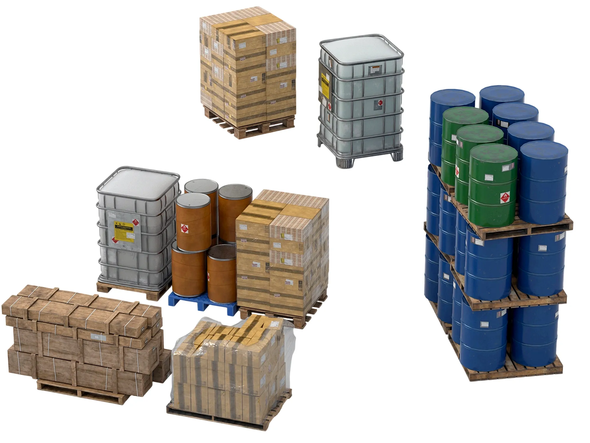 Industrial Warehouse Cargo Pallets 3D Asset Pack 3D model