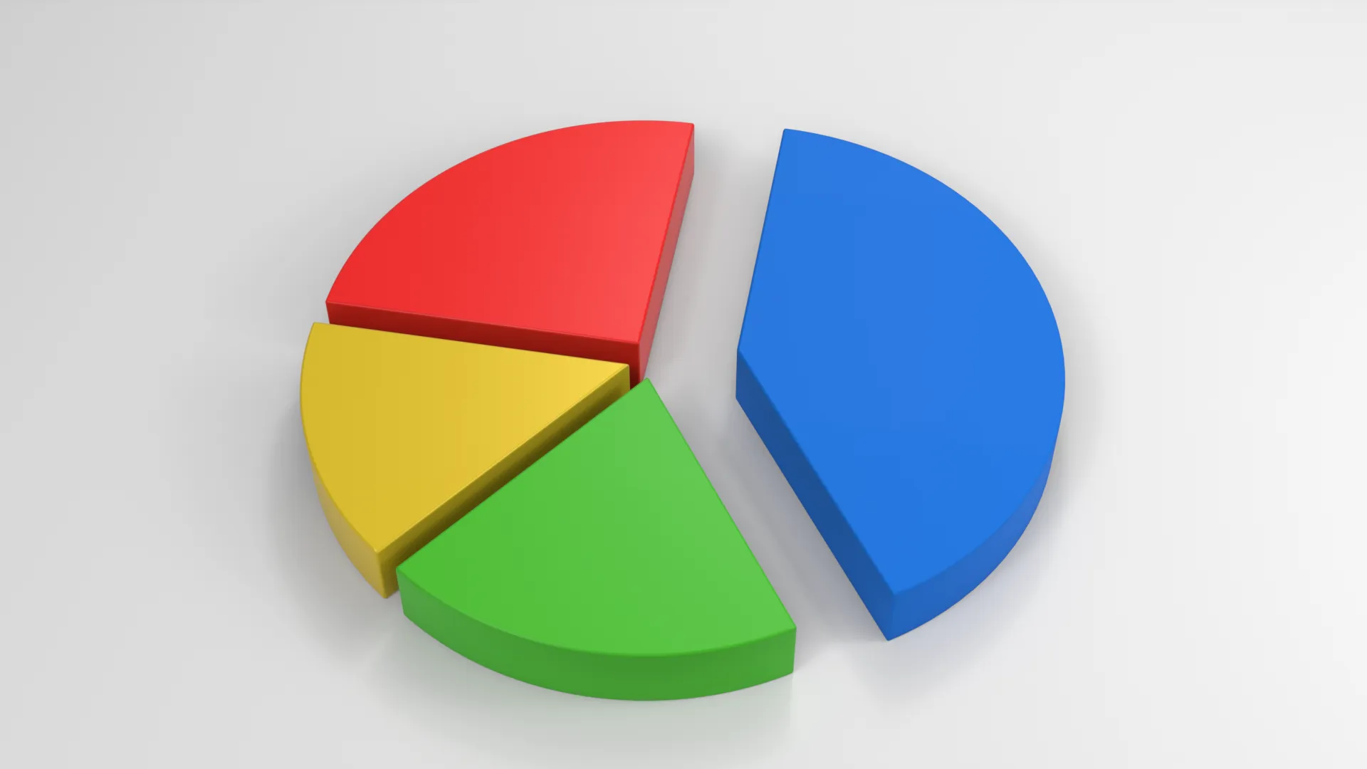 Science Chart Model 3D model Four-Color Pie Chart with Separated Blue Segment VR / AR / low ...