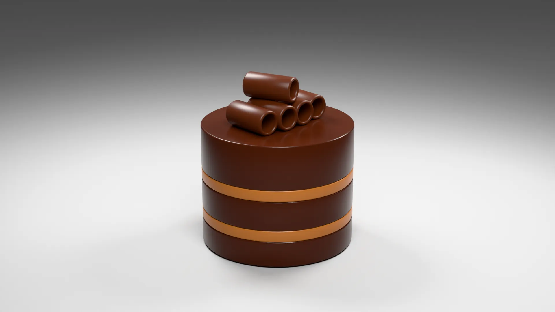 3D model Chocolate Layer Mini Cake with Chocolate Curls VR / AR / low ...