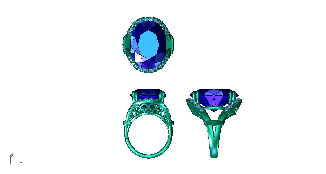 ZLR0131 emerald and diamond ring 3D print model_4