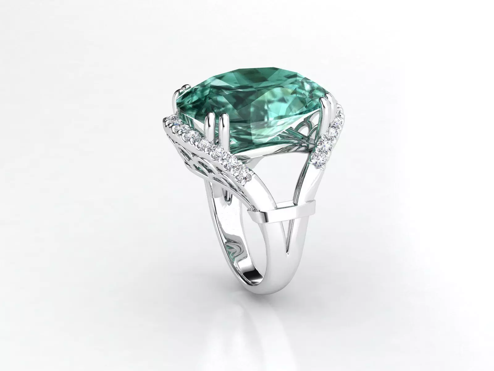 ZLR0131 emerald and diamond ring 3D print model_0
