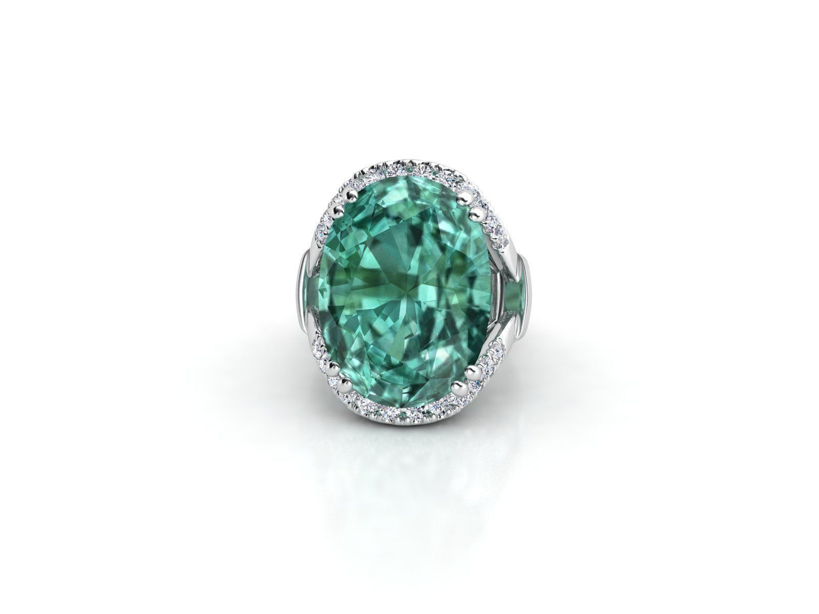 ZLR0131 emerald and diamond ring 3D print model_1