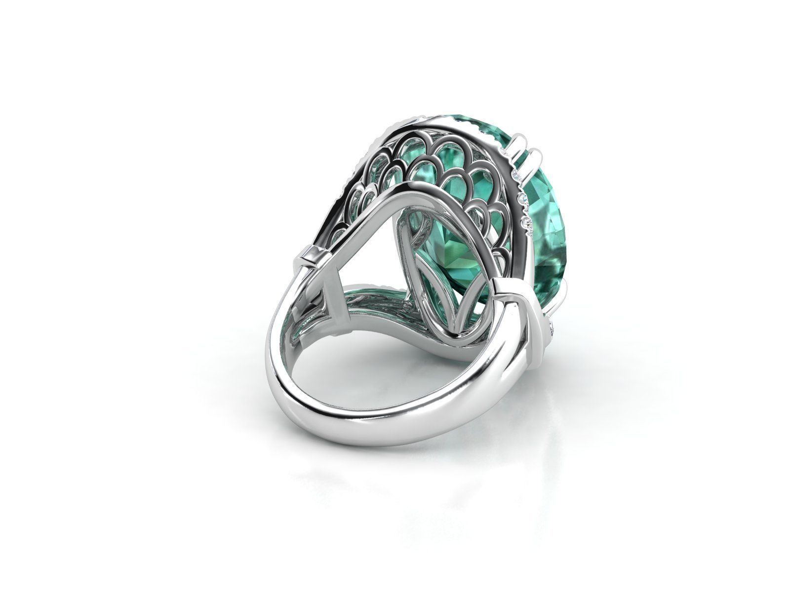 ZLR0131 emerald and diamond ring 3D print model_3