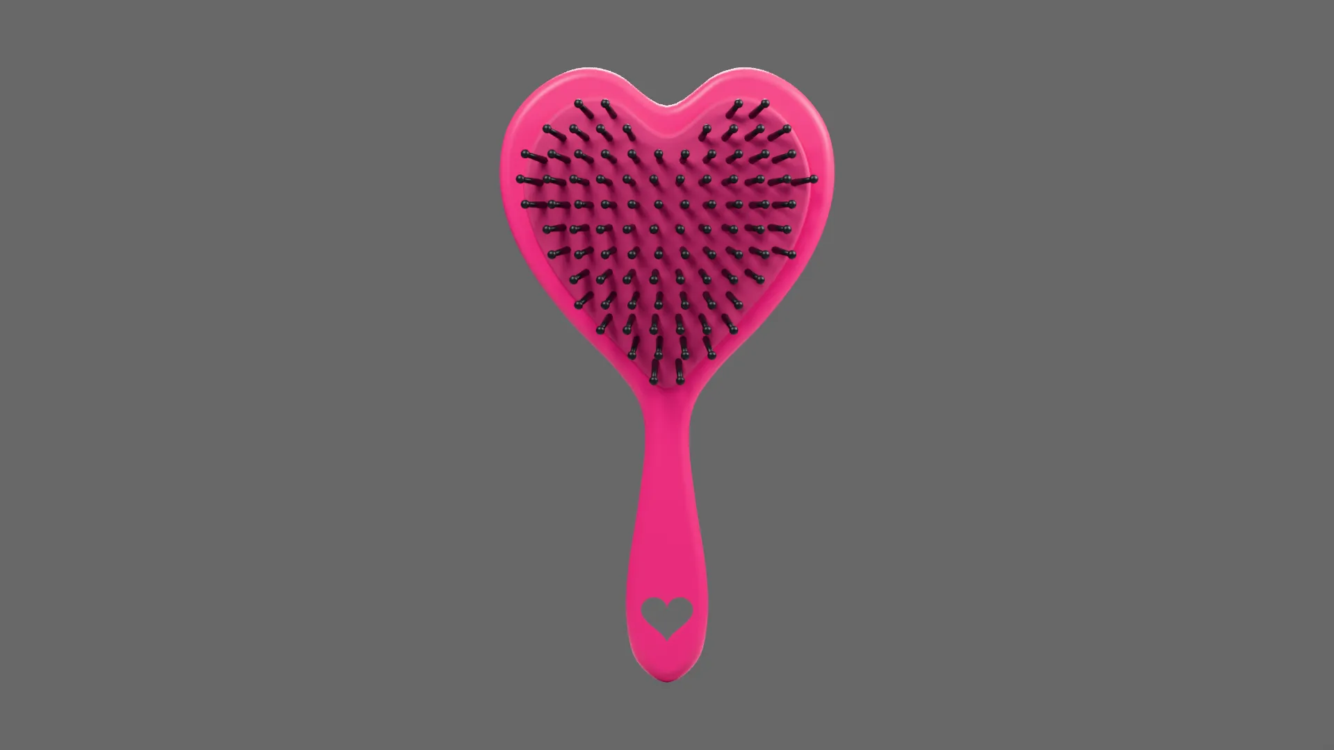 Heart-Shaped Pink Massage Hair Brush Low-poly 3D model