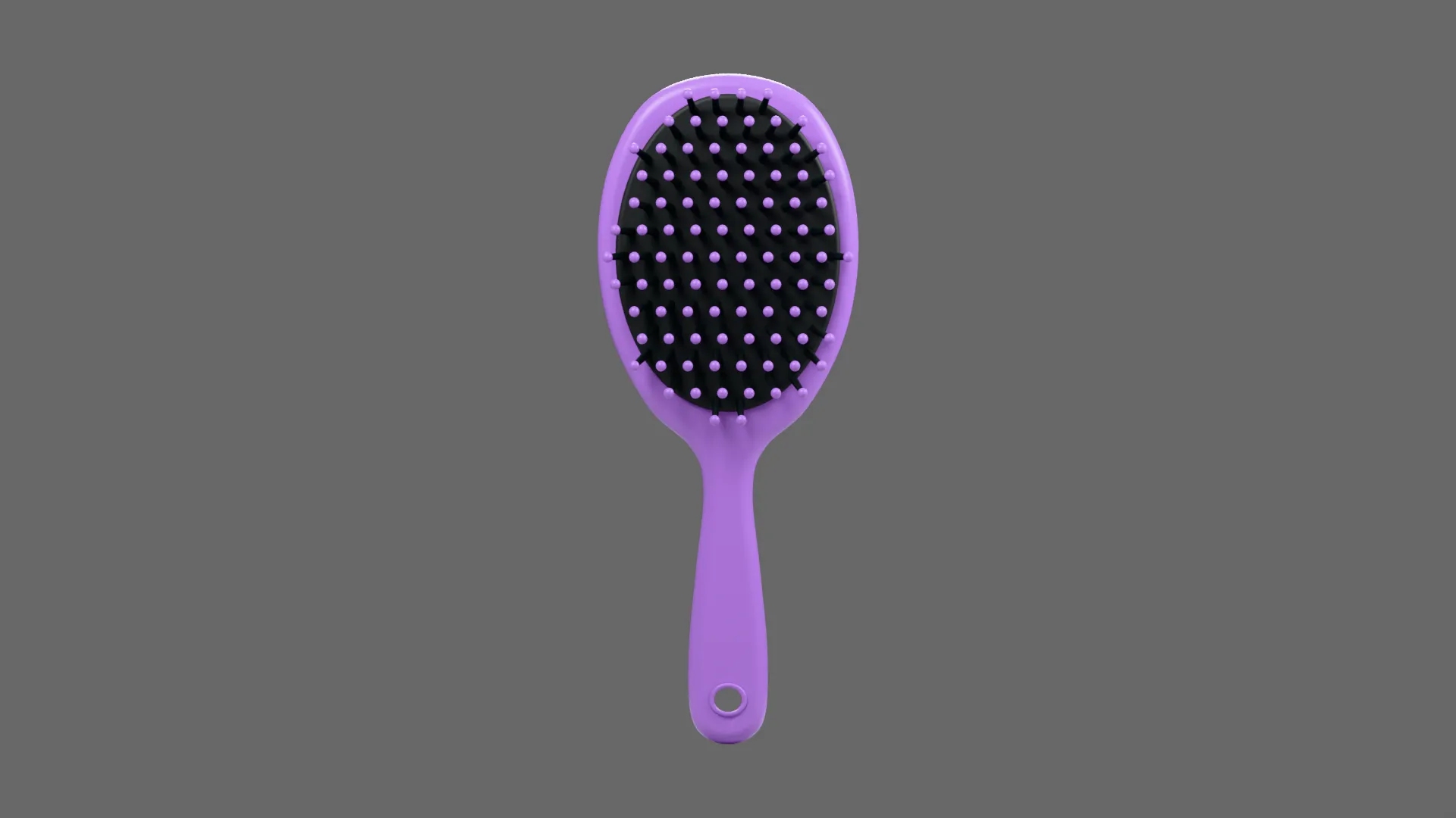 Oval Purple Massage Hair Brush Low-poly 3D model