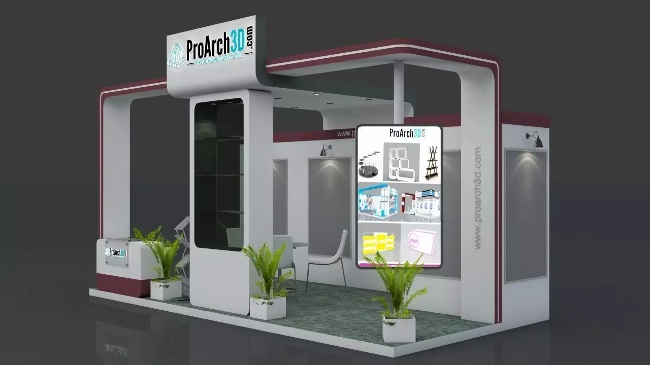 Exhibition stall 3d model 6x3 3 side open 3D model