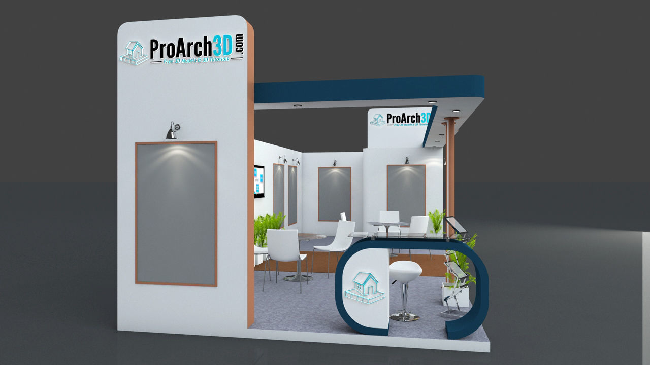 Exhibition stall 3d model 9x4 mtr 2 sides open 3D model_2