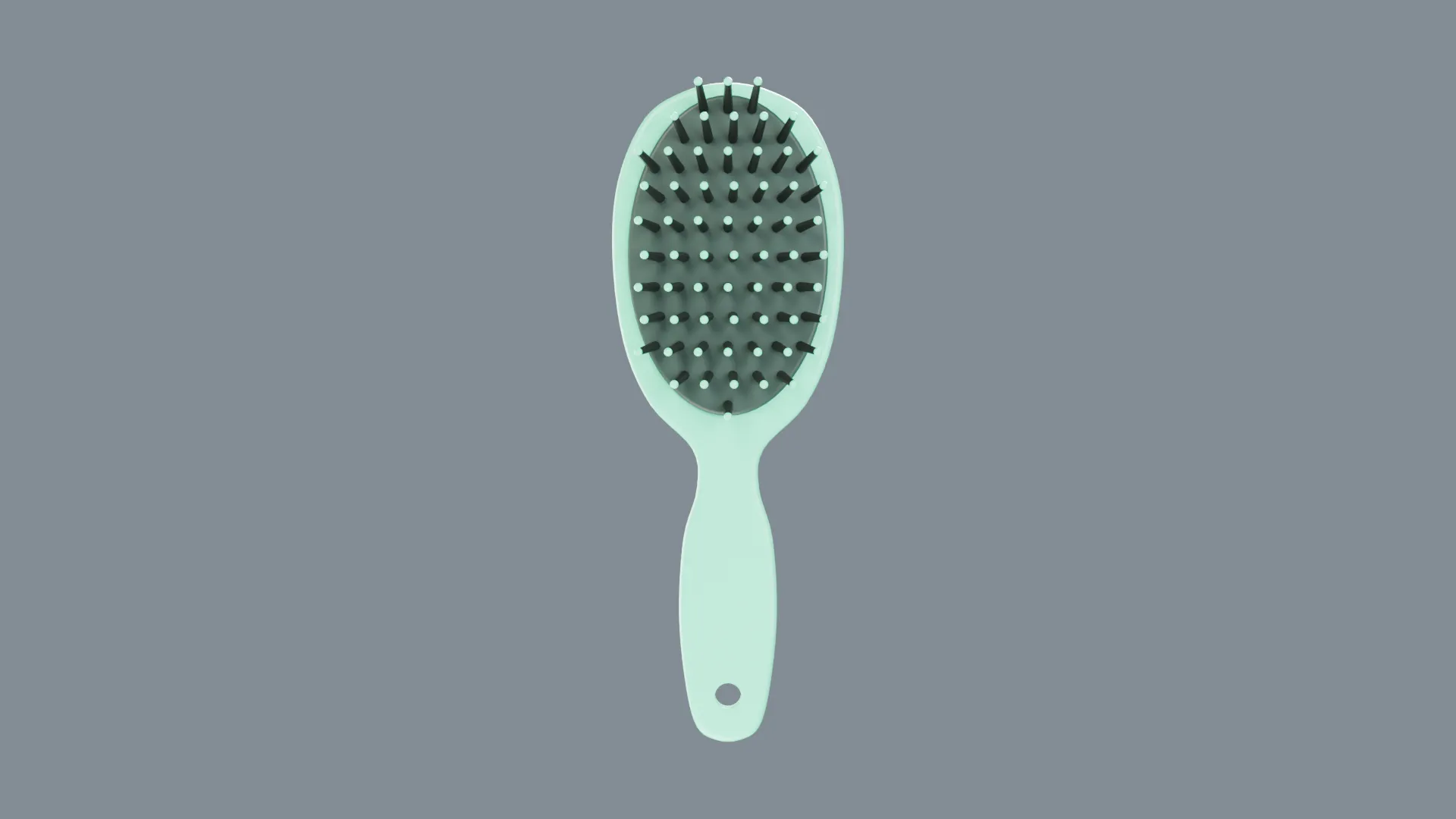 Oval Mint Green Massage Hair Brush Low-poly 3D model
