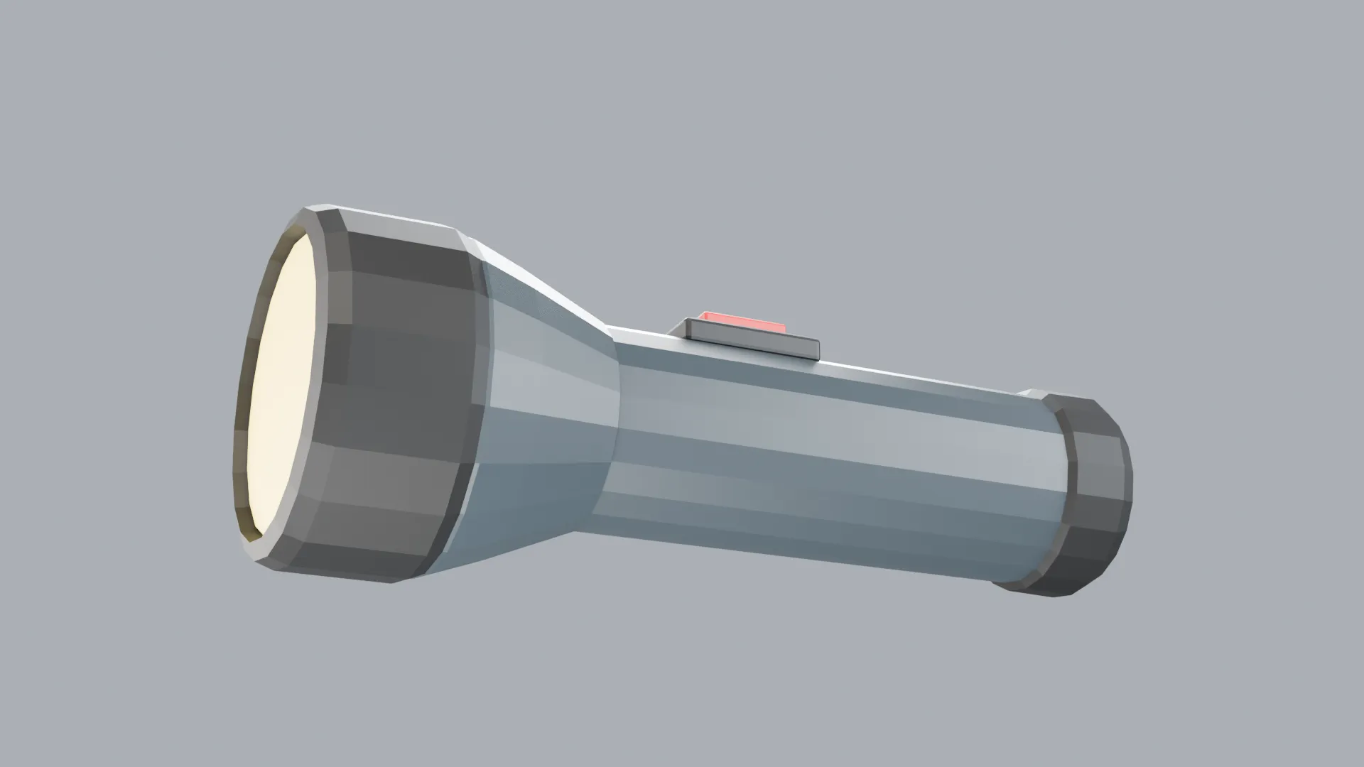 Gray Cartoon Flashlight with Black Ends and Red Switch Low-poly 3D model