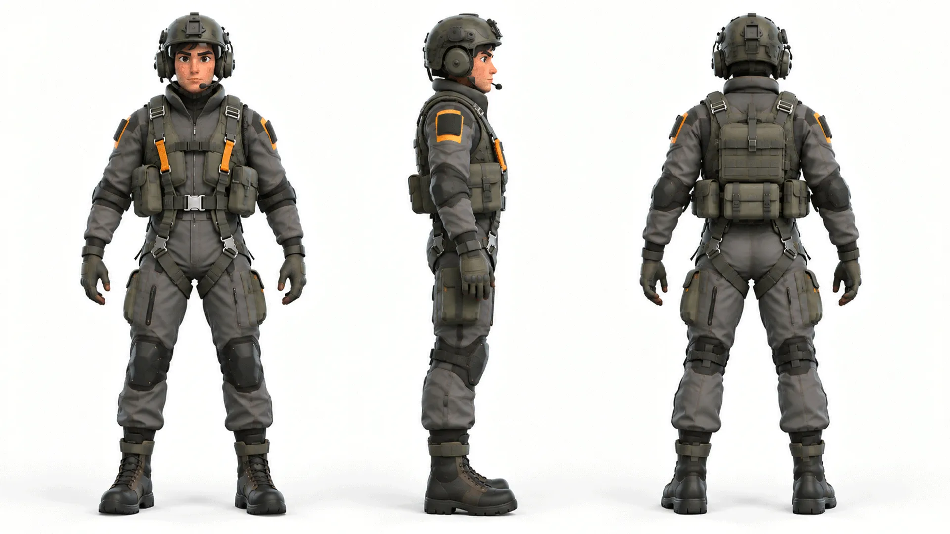 Realistic Tactical Soldier Pilot Game Ready 3D Character Low-poly 3D model