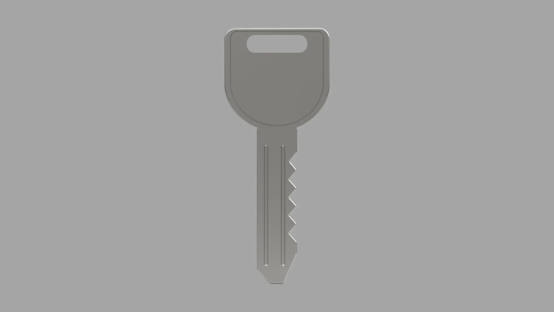 Silver Key with Rounded Rectangular Head and Horizontal Slot Low-poly 3D model
