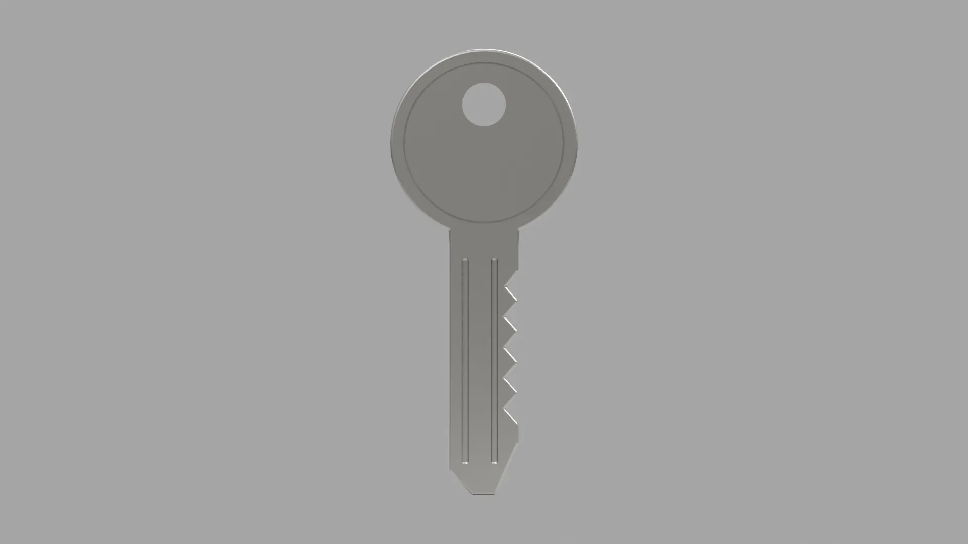 Silver Key with Round Head and Circular Hole Low-poly 3D model
