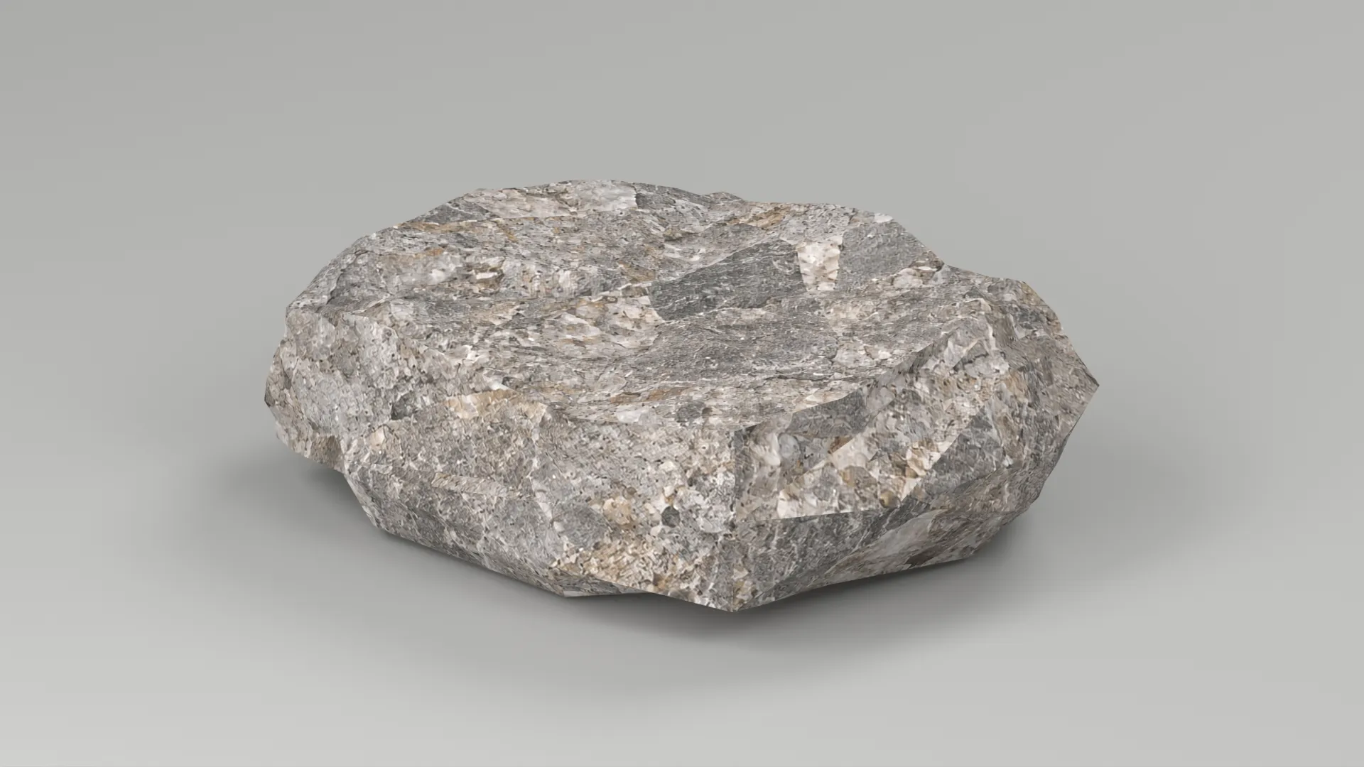 Rough Gray Rock Stone with a Low Irregular Profile Low-poly 3D model