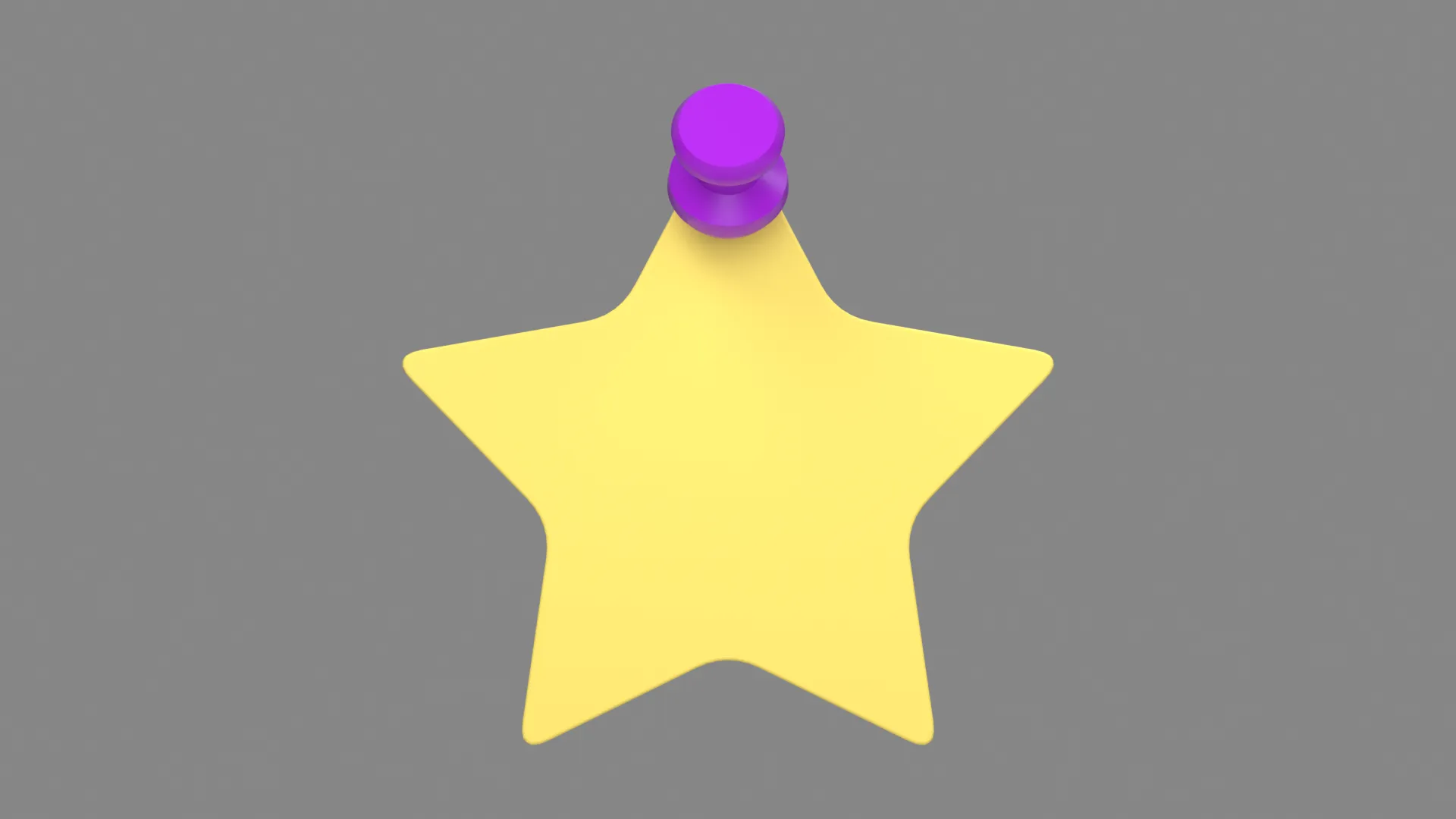 Yellow Star Memo Note with Purple Pushpin Low-poly 3D model