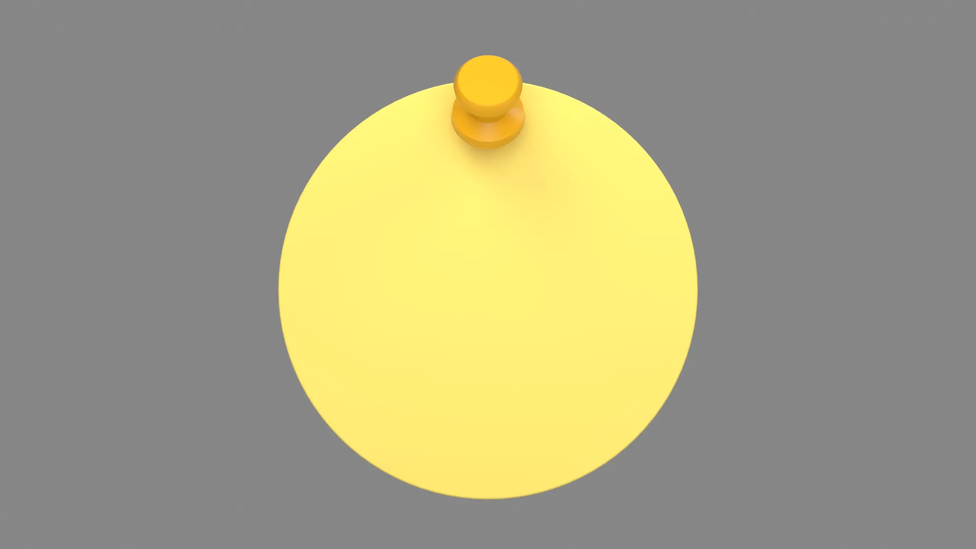 Yellow Circular Memo Note with Yellow Pushpin Low-poly 3D model