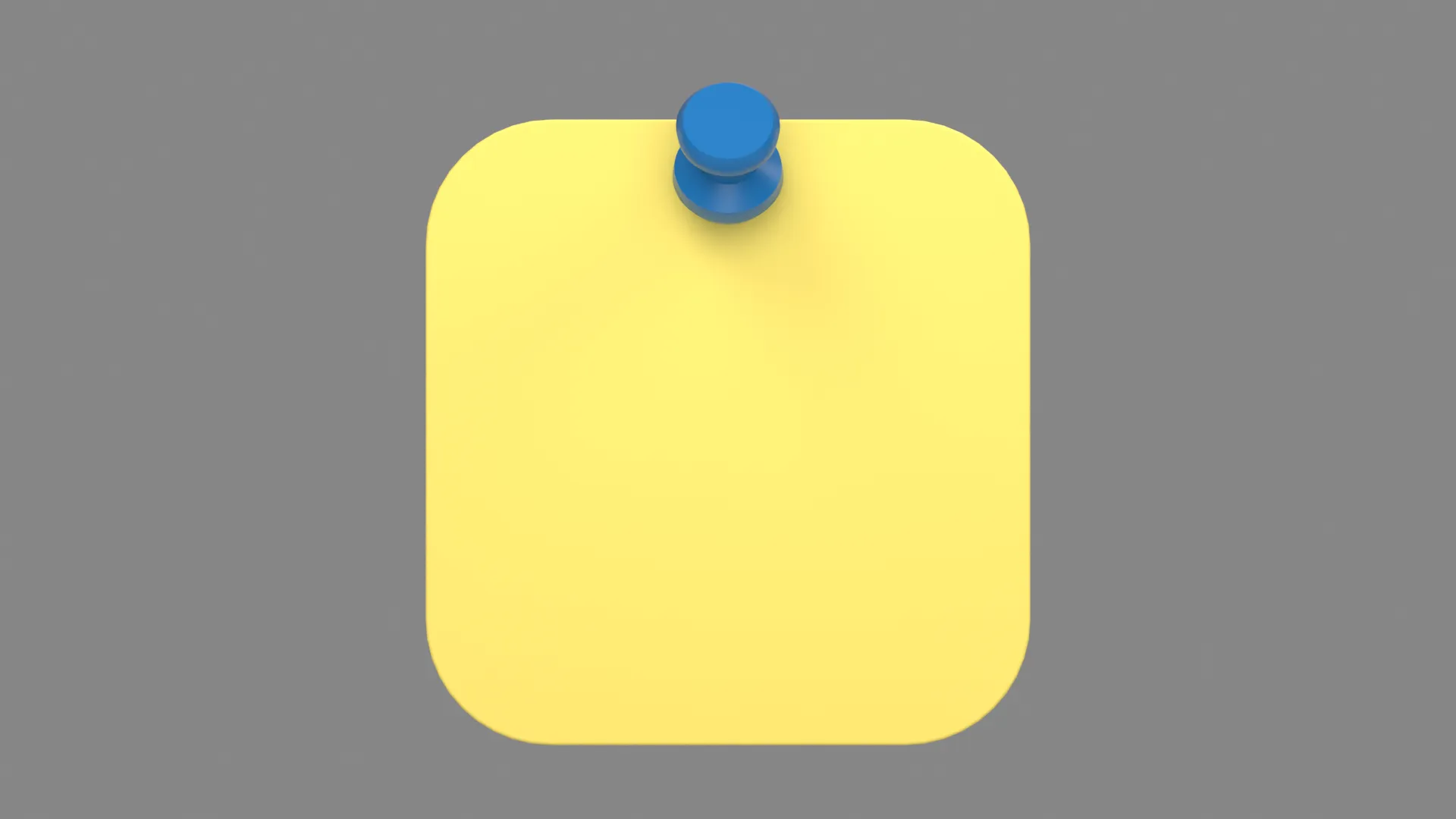 Yellow Rounded Square Memo Note with Blue Pushpin Low-poly 3D model