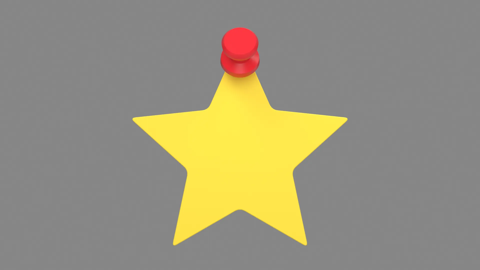 Yellow Star Memo Note with Red Pushpin Low-poly 3D model