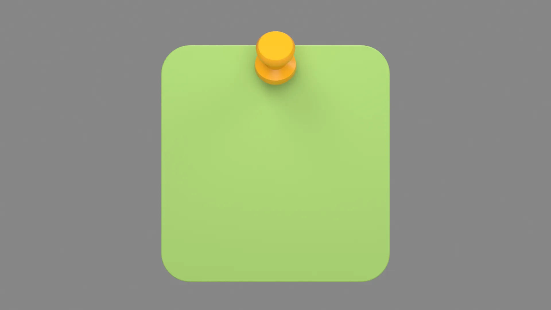 Green Rounded Square Memo Note with Yellow Pushpin Low-poly 3D model