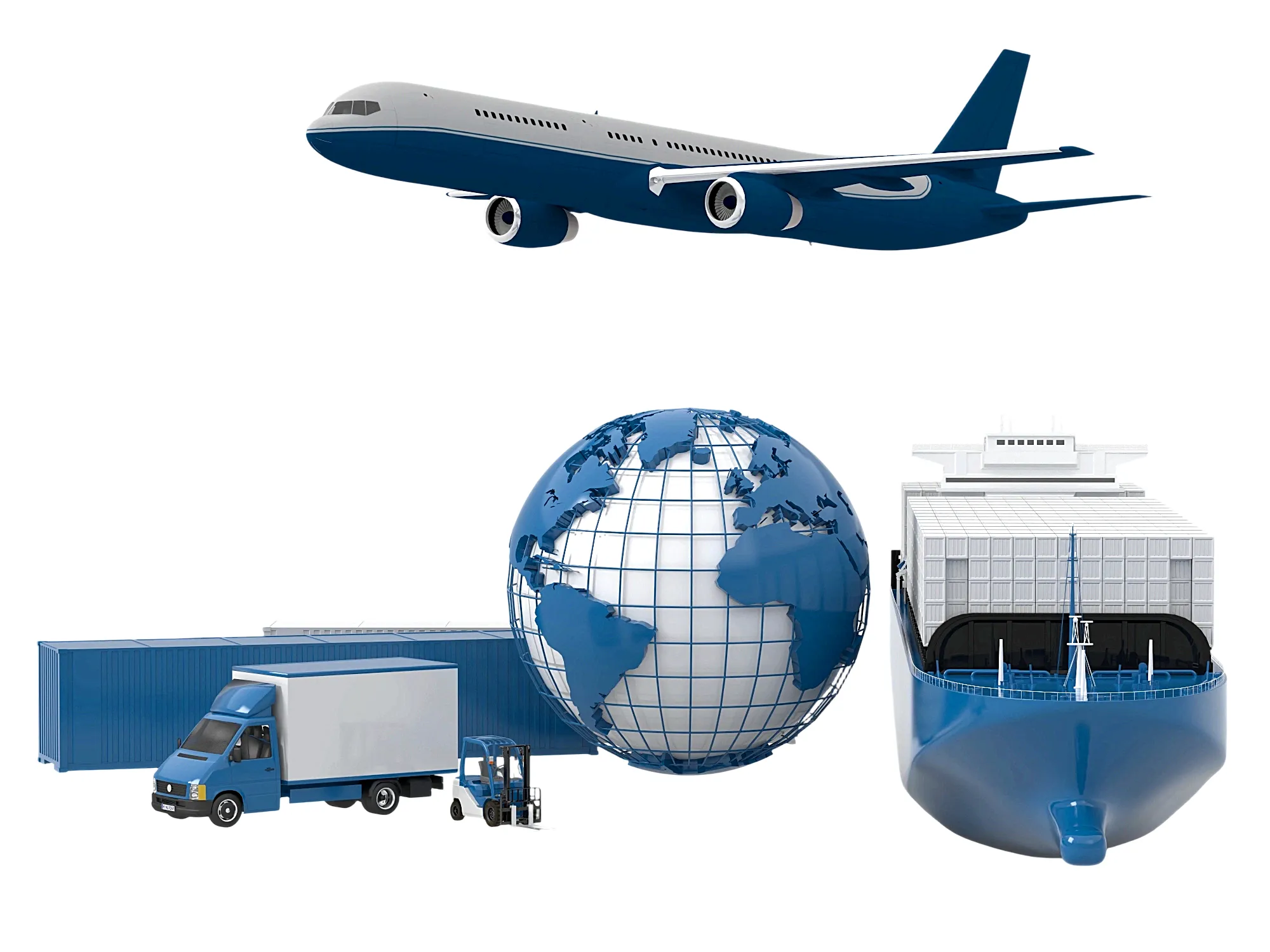 Global Logistics Air Sea Road Transport And Globe Asset Set Low-poly 3D model
