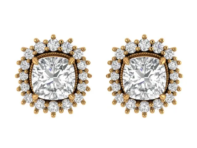 Cushion Solitaire Earrings 3D print model
