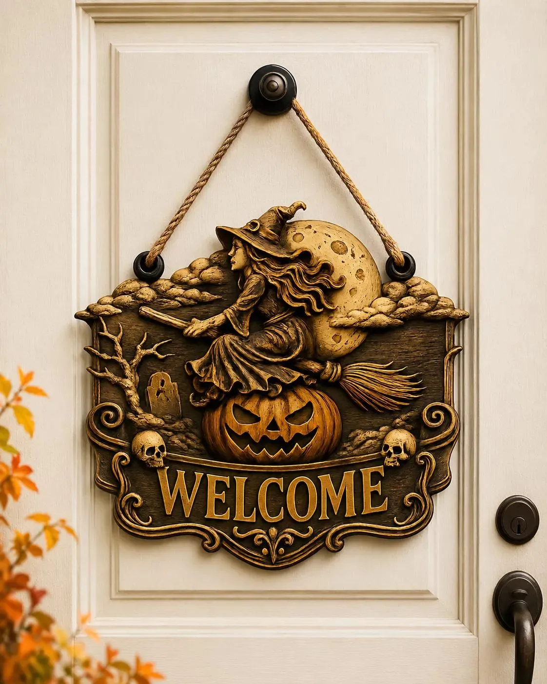 Halloween Witch Welcome Sign Gothic Pumpkin Wall Art 3D print model