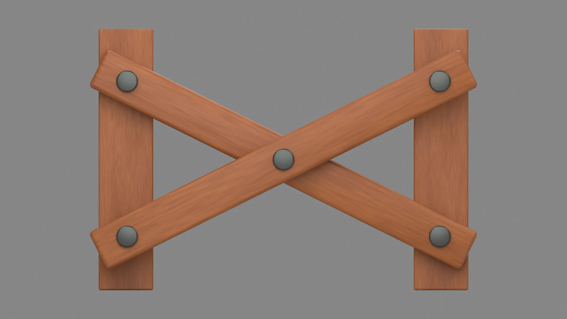 Cartoon Forest Fence with Crossed Wooden Rails Low-poly 3D model
