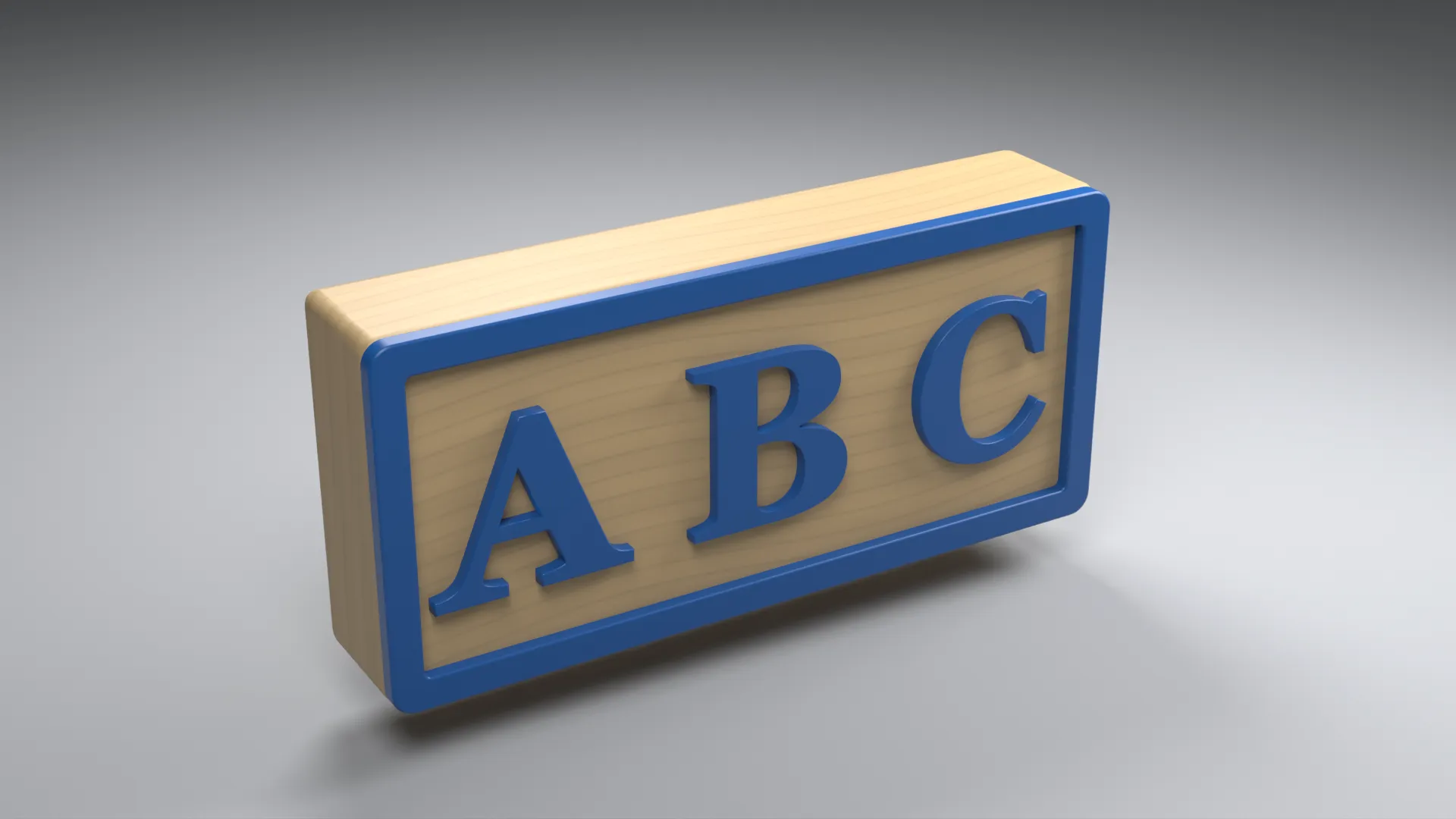 Wooden ABC Letter Block with Blue Border Low-poly 3D model