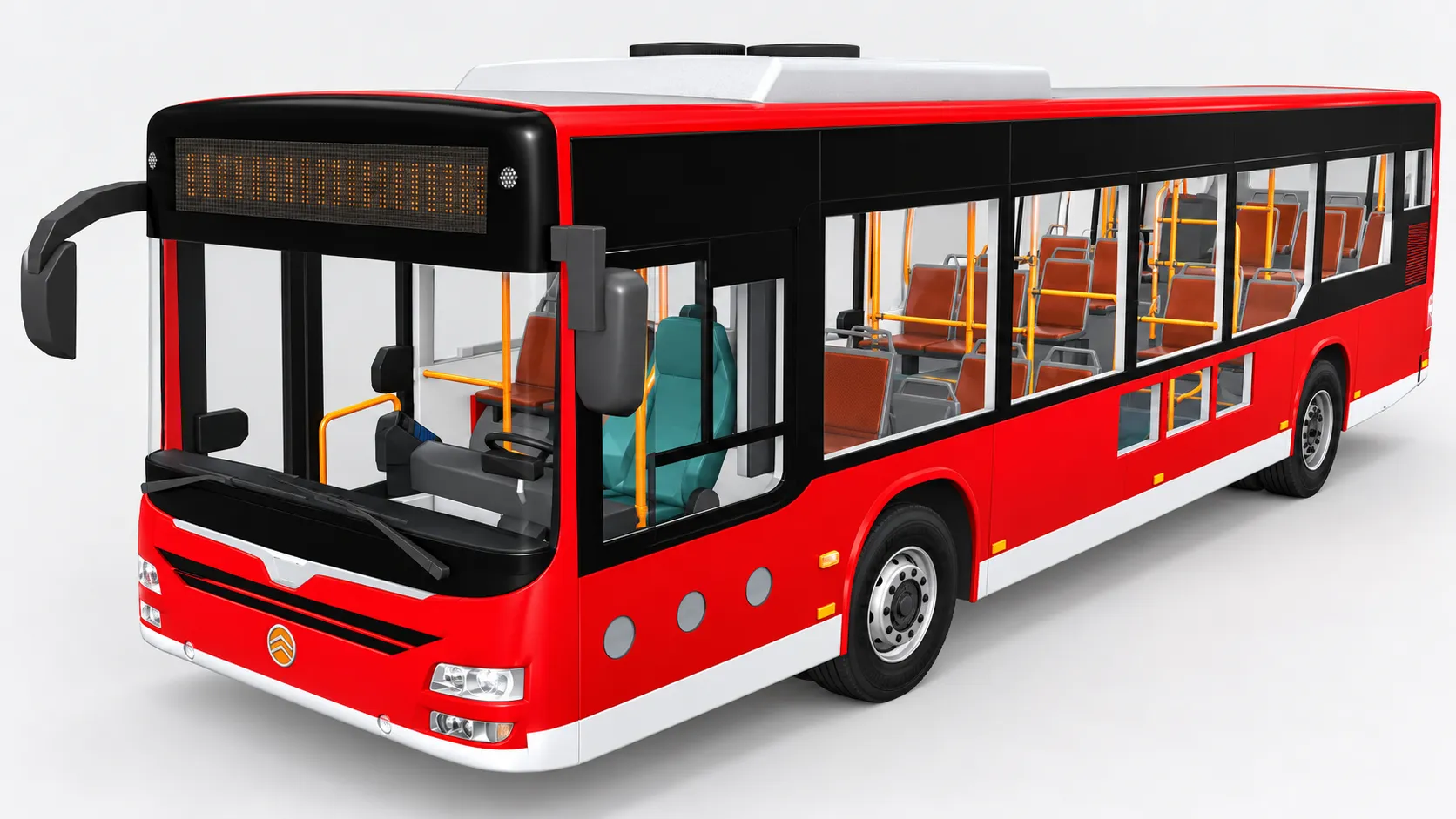 Modern City Bus with Interior Game Ready 3D 4 Skins Low-poly 3D model