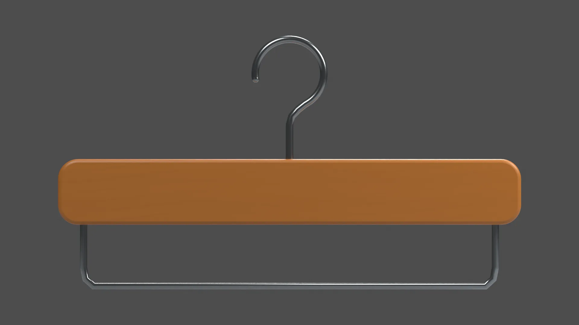 Straight Wooden Clothes Hanger with Metal Hook Low-poly 3D model