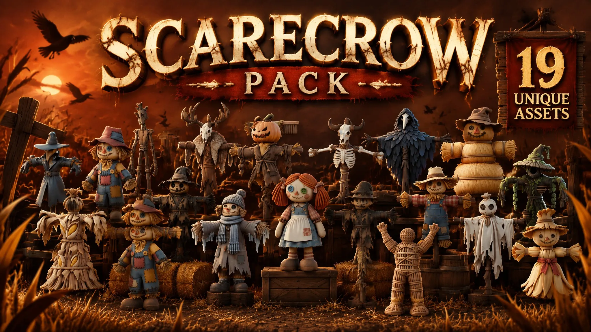 Scarecrow Pack Low-poly 3D model
