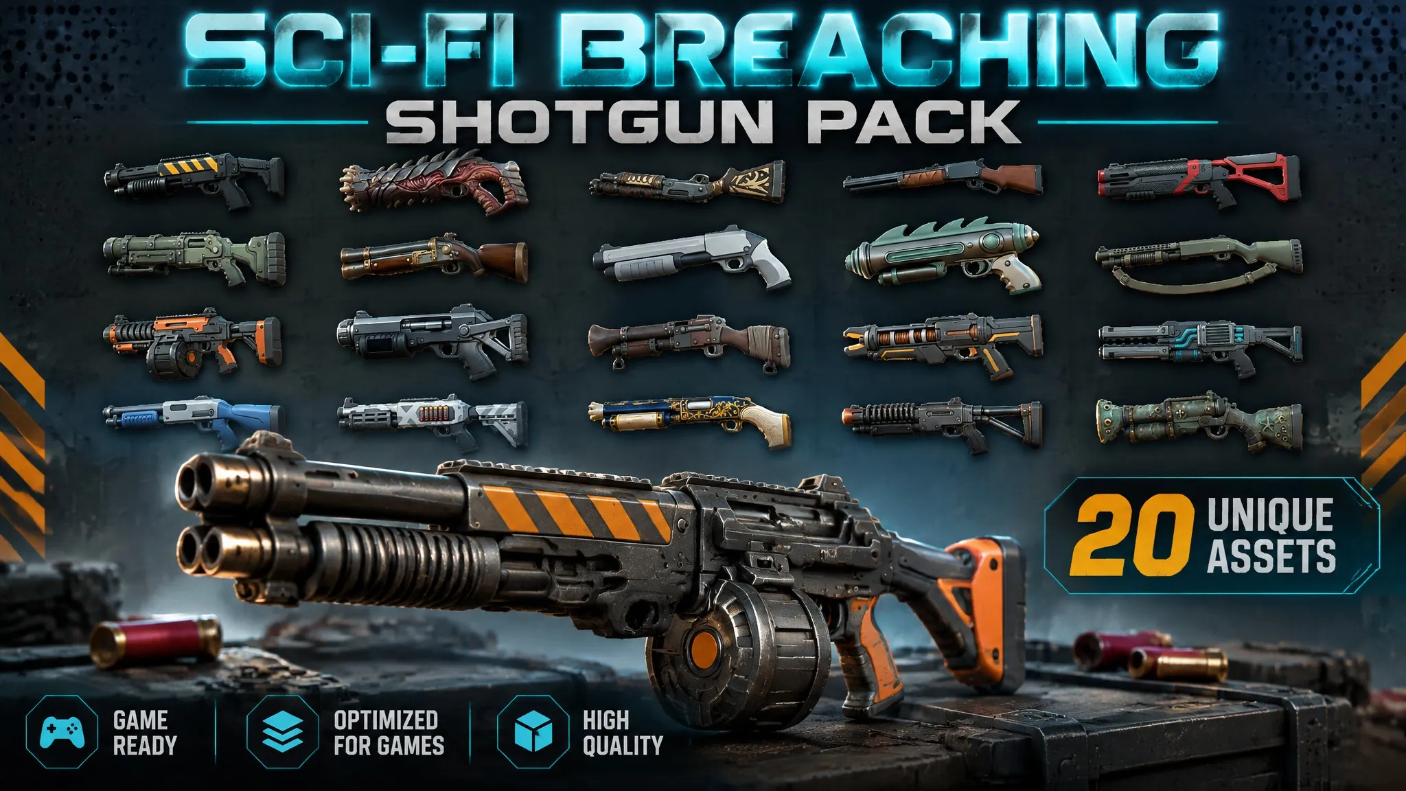 Sci-Fi Breaching Shotgun Pack Low-poly 3D model