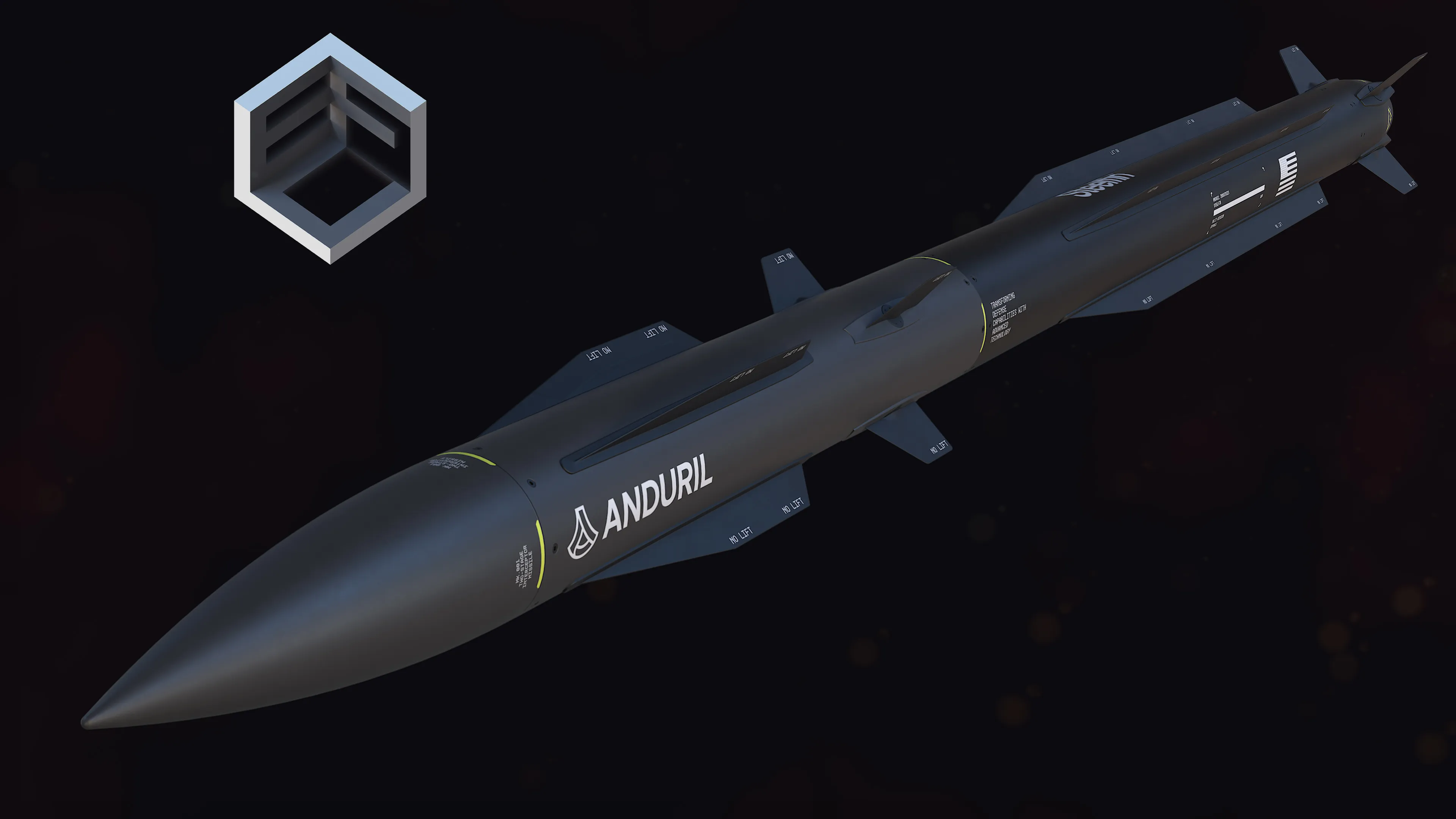 Steelfin Surface-to-Air Interceptor Missile 3D model
