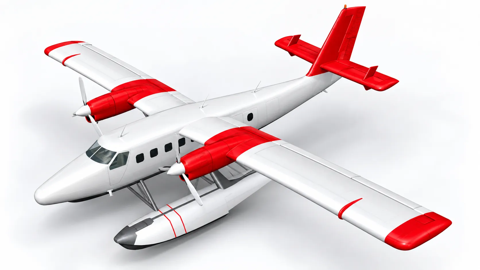 Twin Engine Seaplane Floatplane Game Ready Low-poly 3D model
