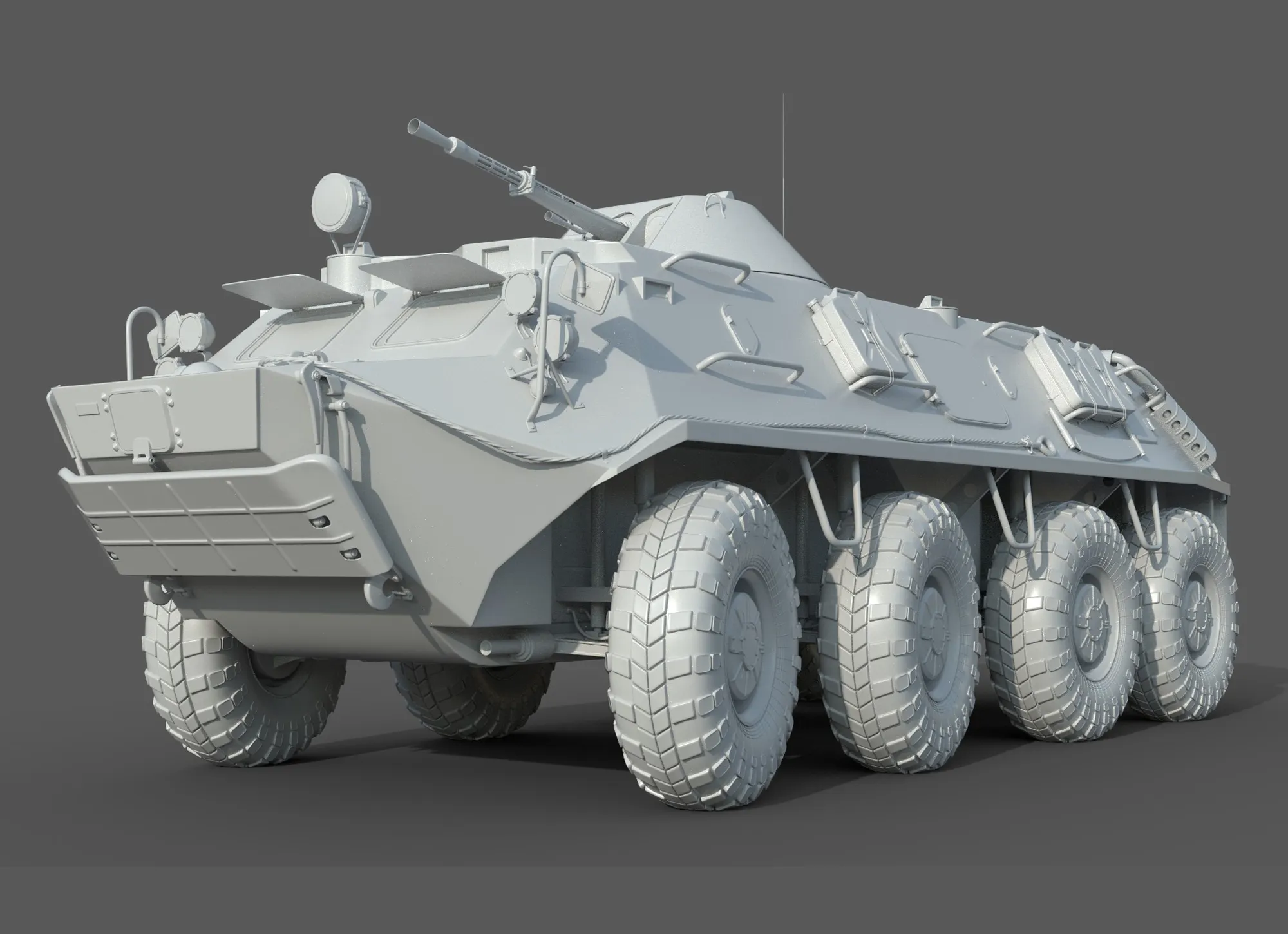 Soviet APC BTR-60 Untextured 3D model