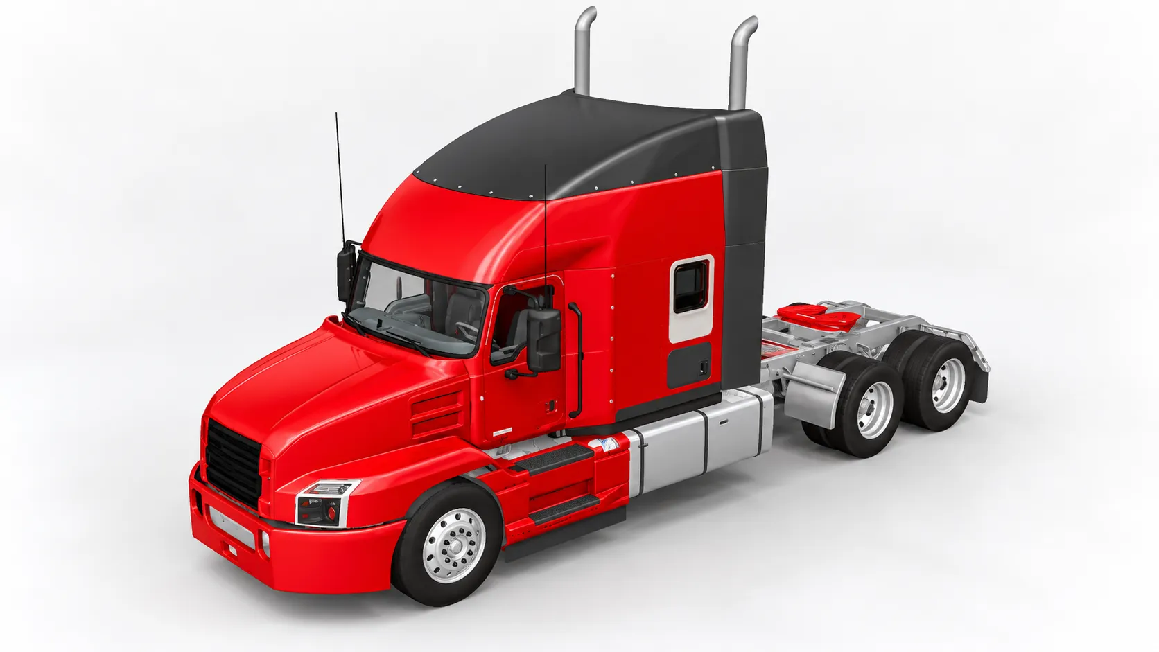 American Semi Truck Tractor 6x4 Sleeper Cab Game Ready Low-poly 3D model