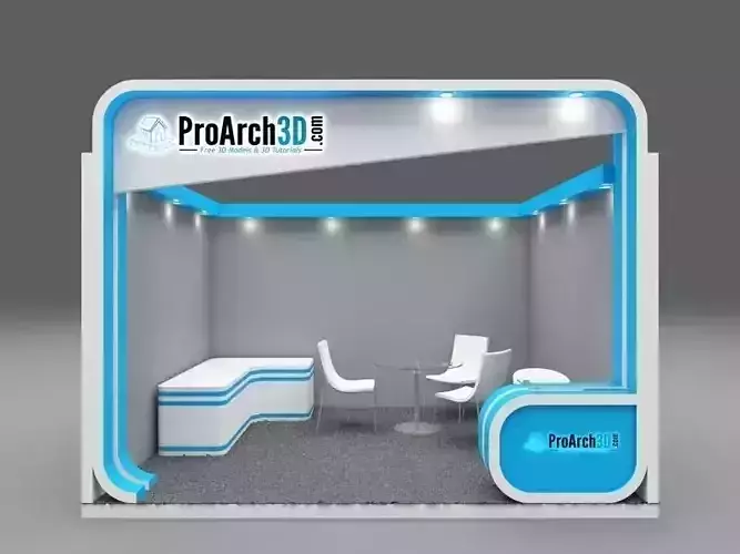 Exhibition stall 3d model 4x3 1 side open