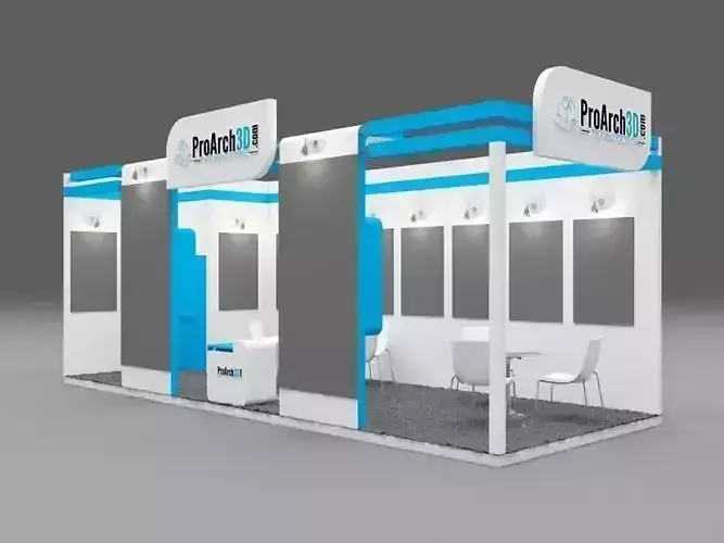 Exhibition stall 3d model 8x3 2 side open