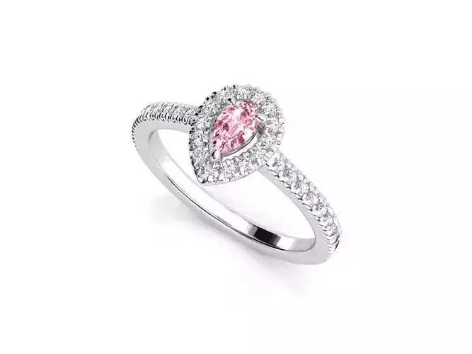 ZLR0136 pear cut sapphire and diamond ring 3D print model