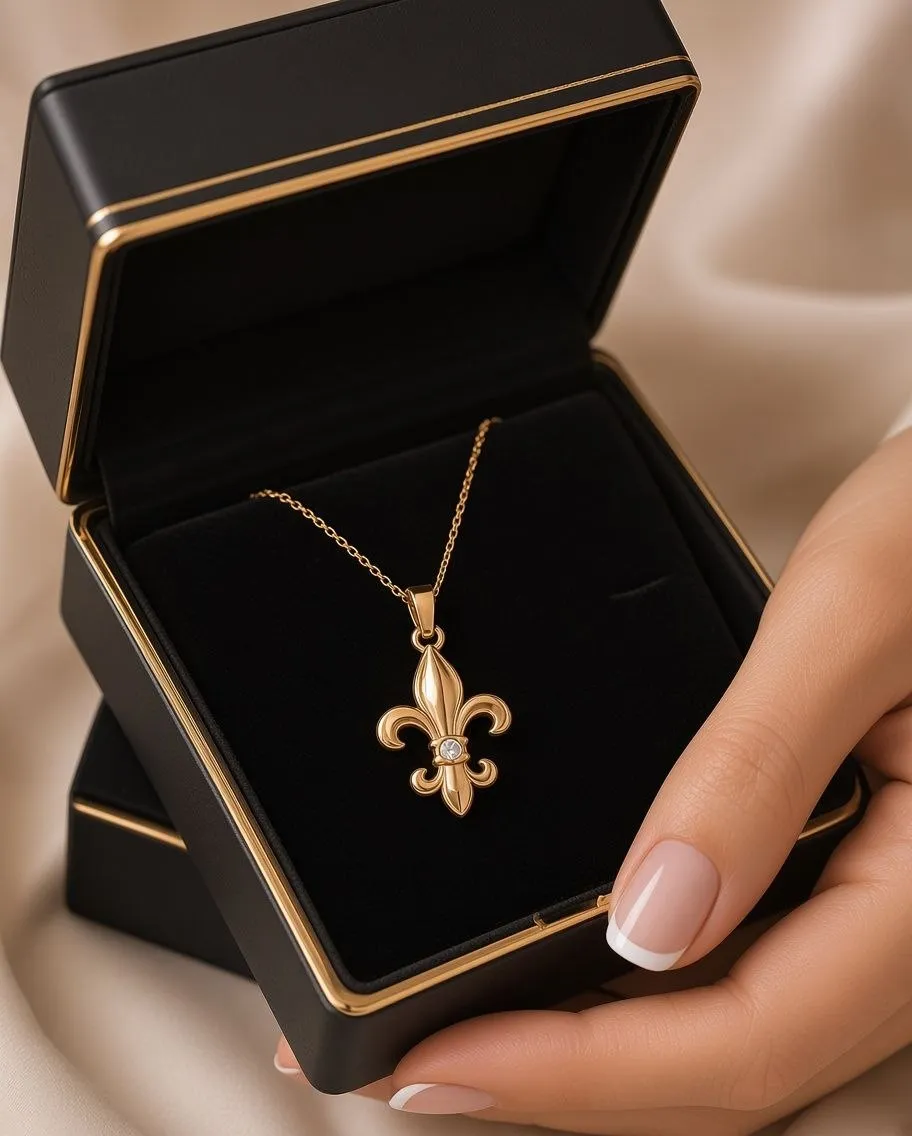 Fleur-de-Lis Pendant STL 2mm Diamond Setting 3D Jewelry 3D print model