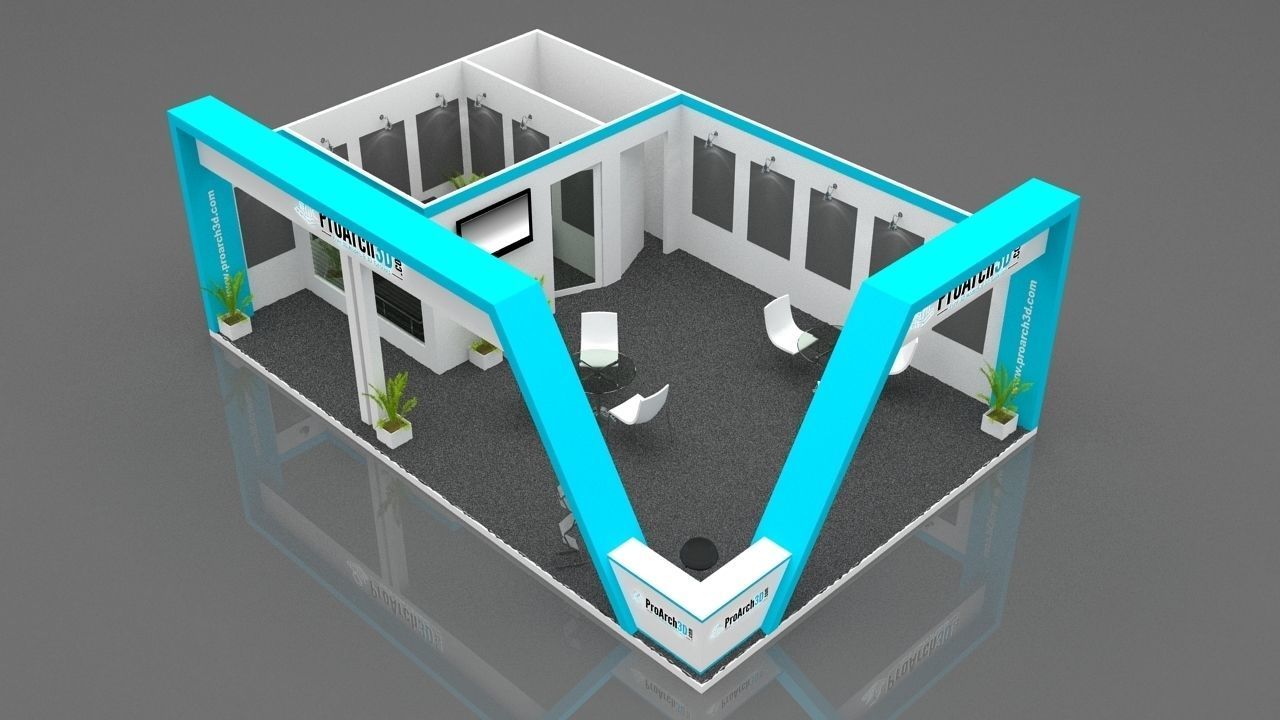 Exhibition stall 3d model 9x6 2 side open 3D model_1