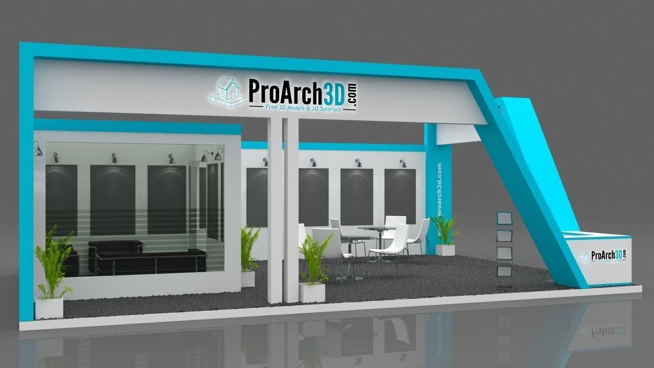 Exhibition stall 3d model 9x6 2 side open 3D model_3