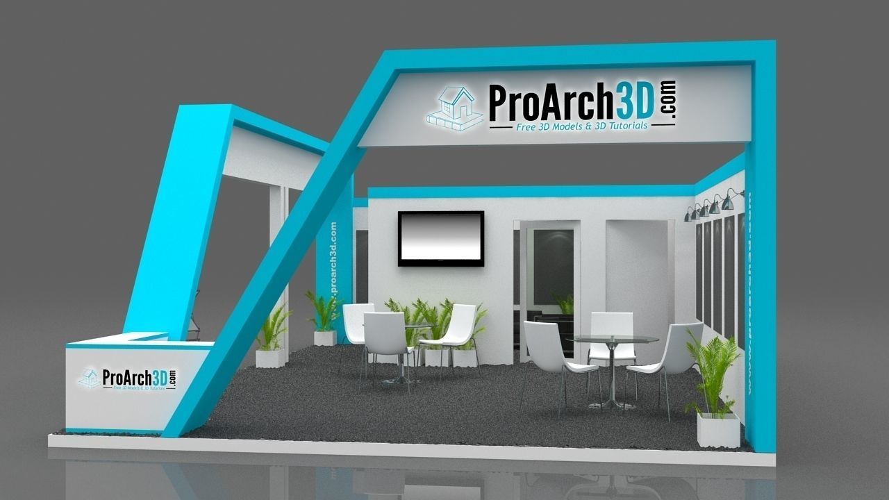 Exhibition stall 3d model 9x6 2 side open 3D model_2