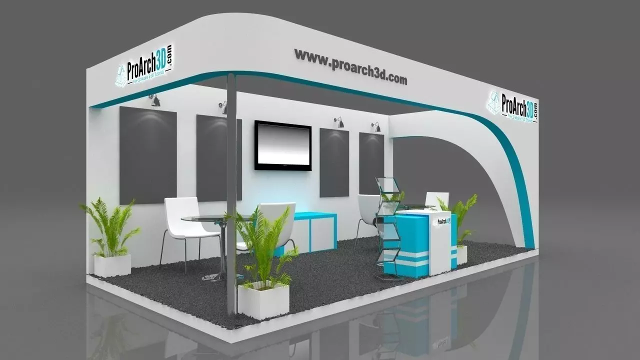 Exhibition stall 3d model 6m x 3m 3 side open 3D model_0