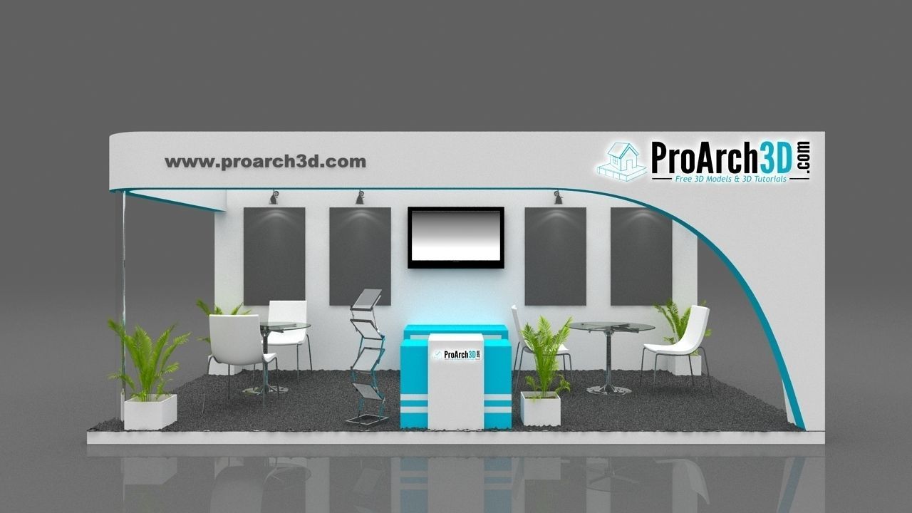 Exhibition stall 3d model 6m x 3m 3 side open 3D model_2